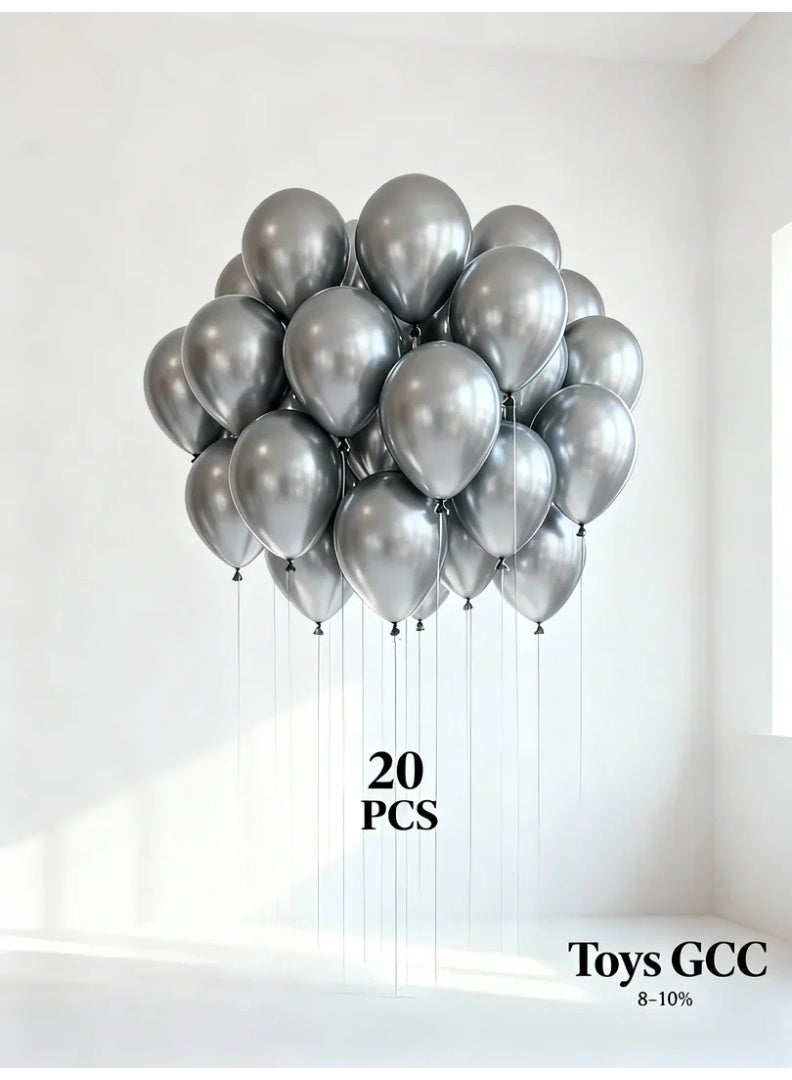 Toys GCC Matte Silver Latex Balloons 20 PCS | Thick Thickened 12 Inch Party Balloons | Premium Wedding, Birthday, Baby Shower & Engagement Decor | DIY Balloon Arch, Backdrop, Table & Event Decoration Set - Image 2